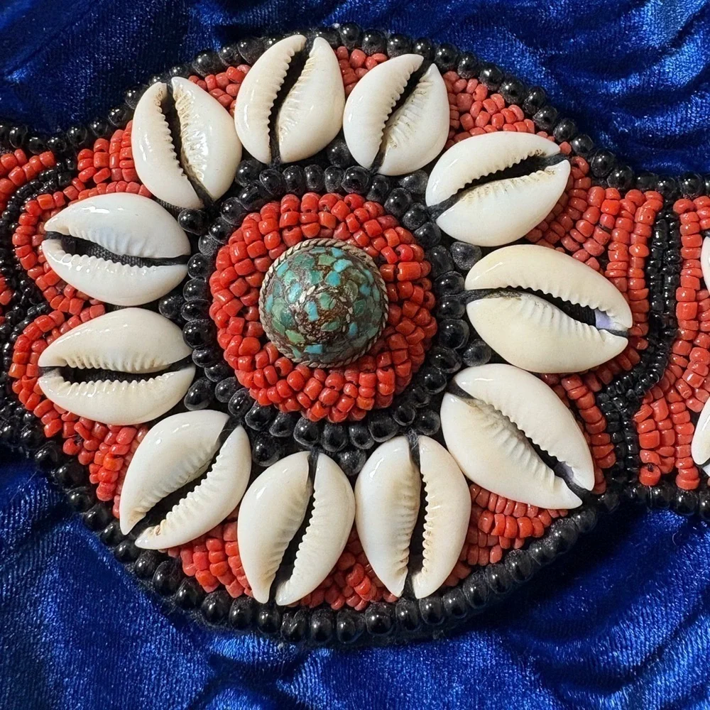 Beautiful Turquoise, Shell and Bead Statement Belt. Can Fit Most Sizes. 65” Long